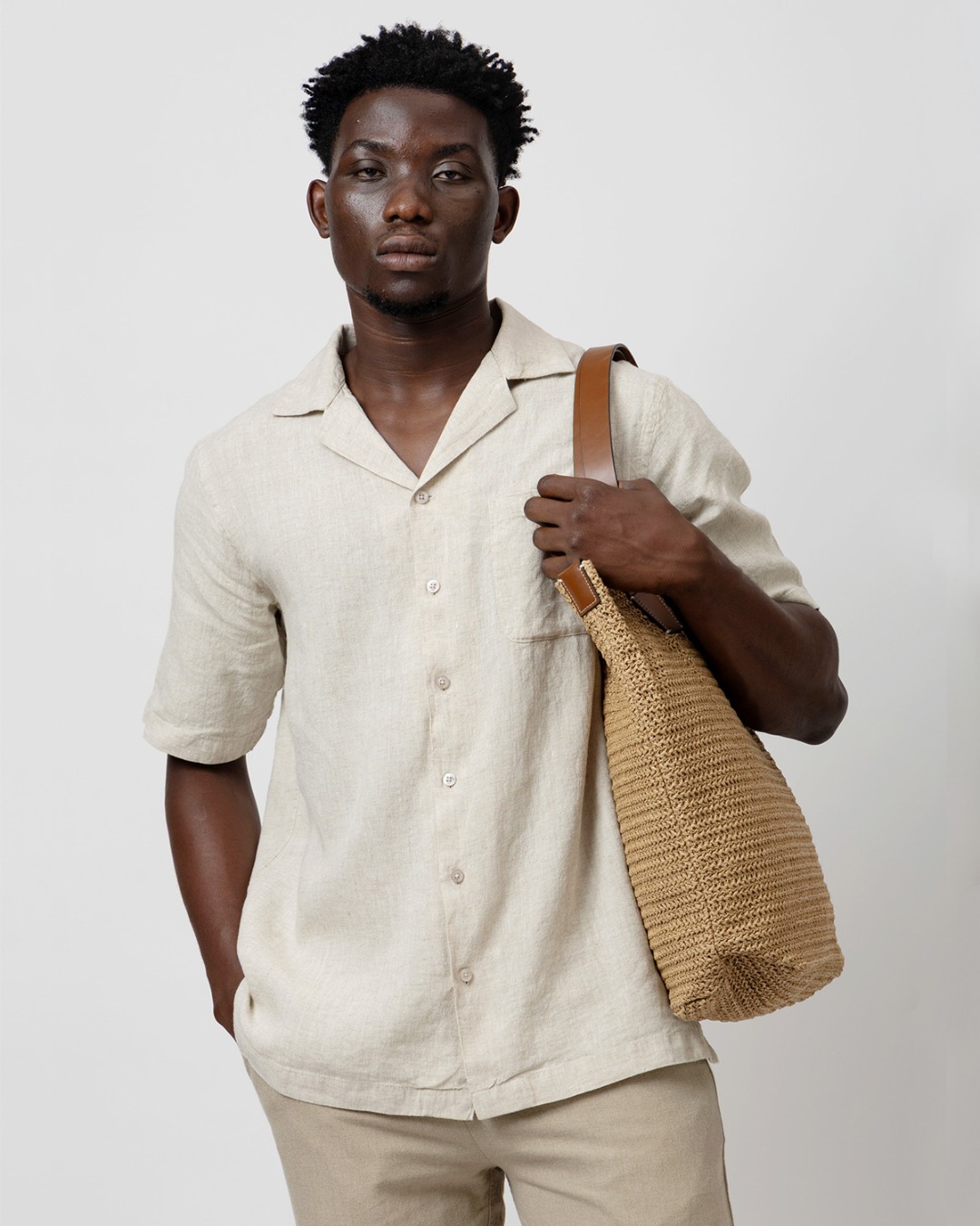 Short Sleeve Linen Cotton Shirt