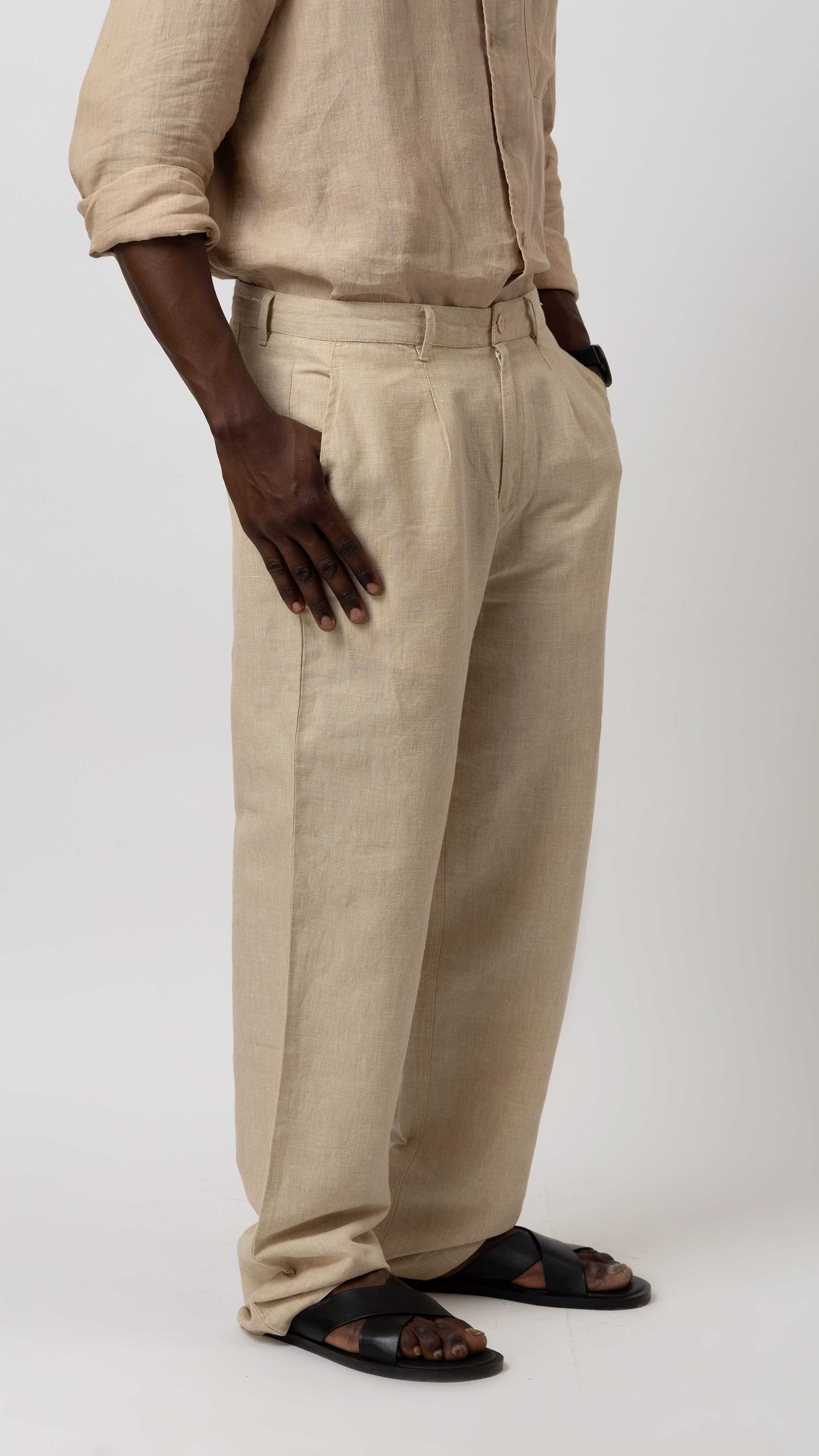 Linen Relaxed Fit Straight Trousers alternate