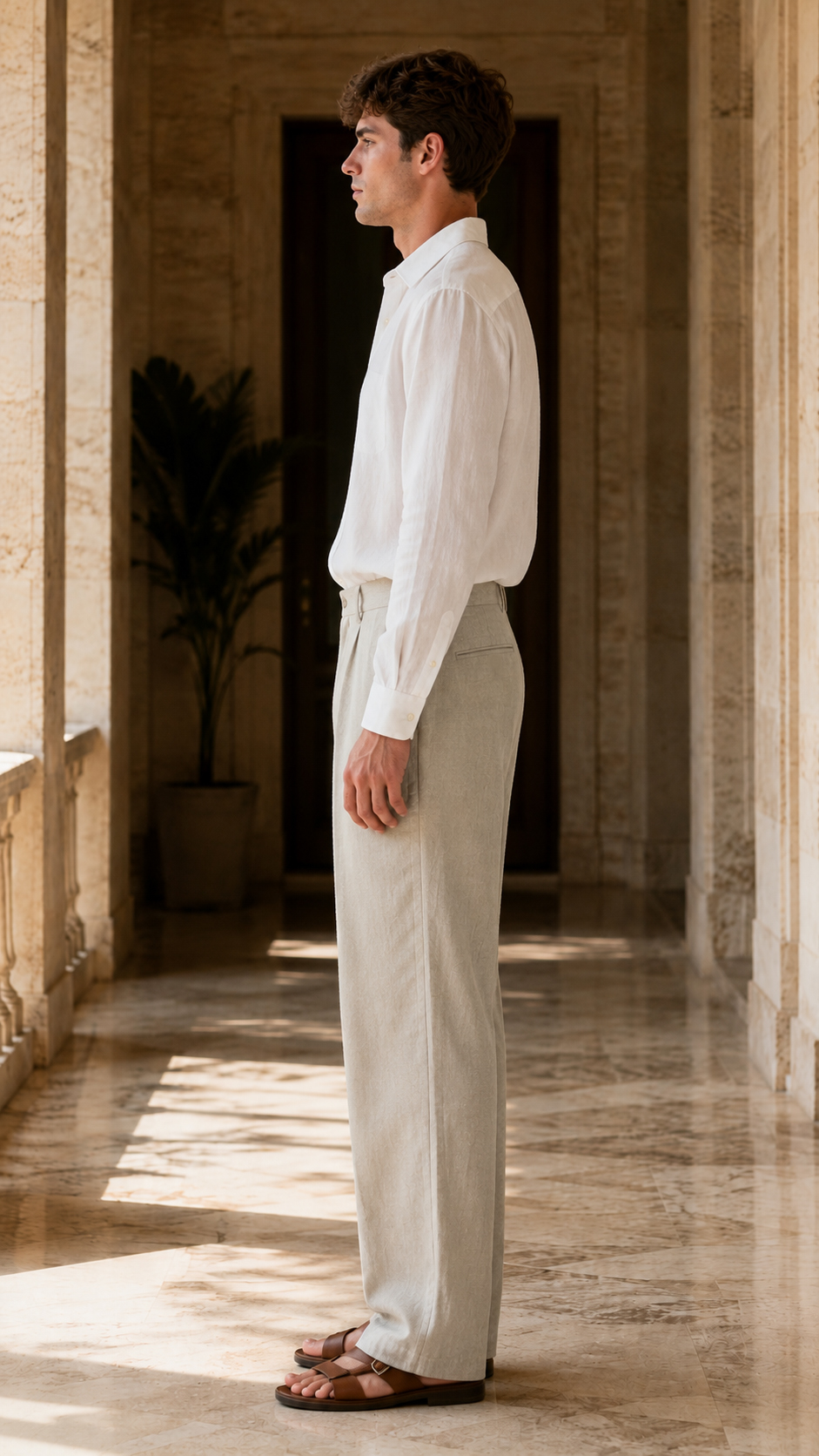 Linen Relaxed Fit Straight Trousers view 2