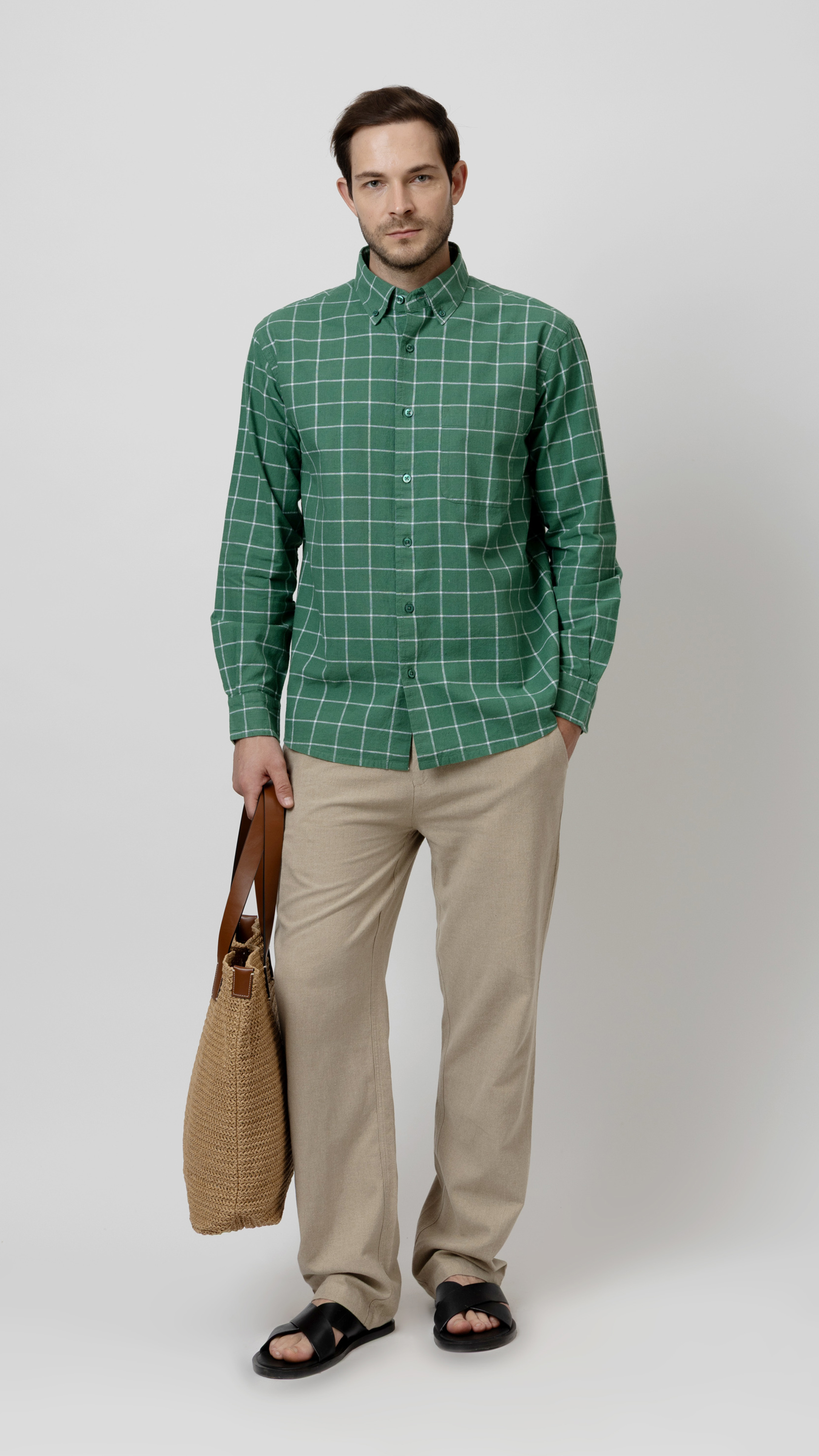 Checkered Cotton Linen Shirt