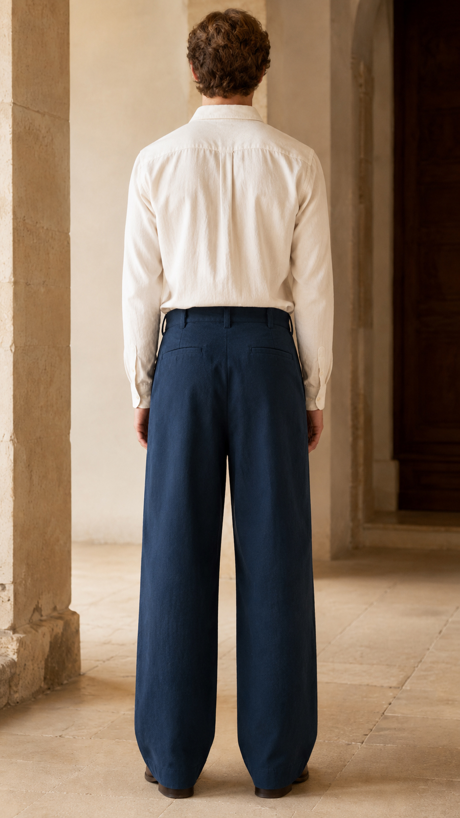 Cotton Relaxed Fit Straight Trousers view 3